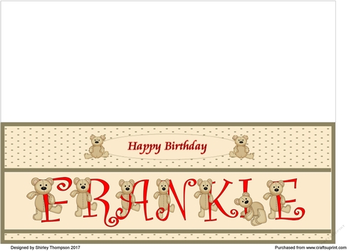 Teddy bear DL name card (Frankie).
