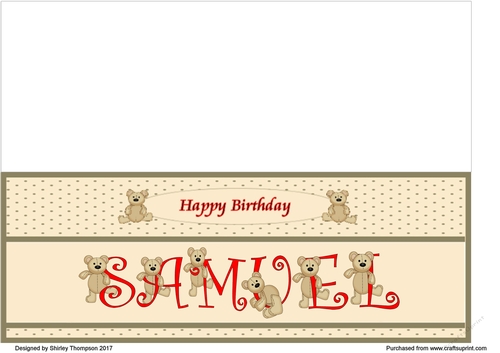 Teddy bear DL name card (Samuel).