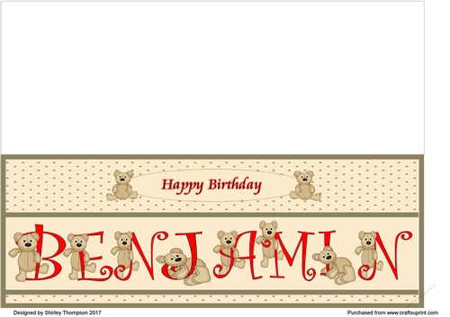 Teddy bear DL name card (Benjamin).
