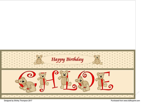 Teddy bear DL name card (Chloe).