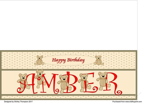 Teddy bear DL name card (Amber).