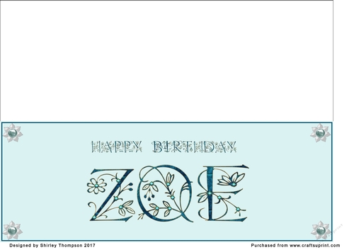 Large DL name card (Zoe).