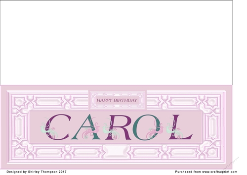 Large pink DL name card (Carol)