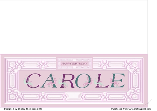 Large pink DL name card (Carole)