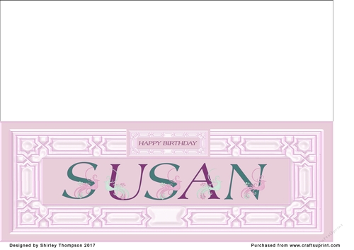 Large pink DL name card (Susan)
