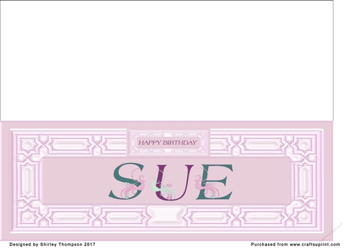 Large pink DL name card (Sue)
