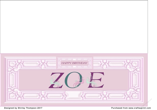 Large pink DL name card (Zoe)