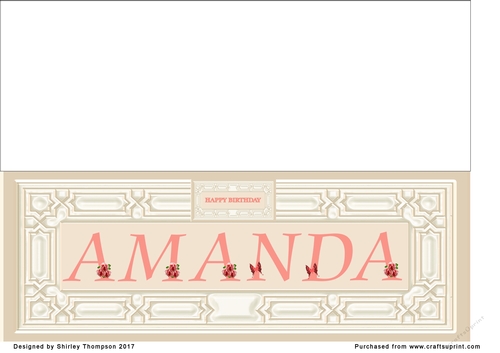 Large peach and cream DL name card (Amanda)