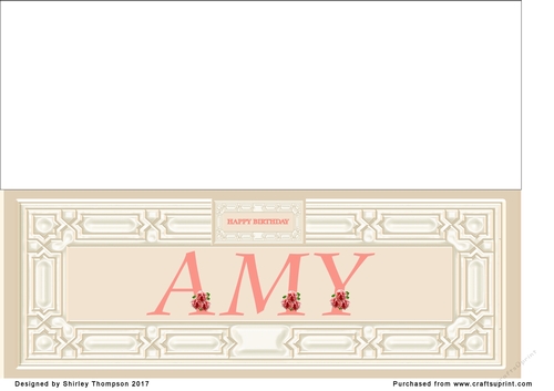 Large peach and cream DL name card (Amy)