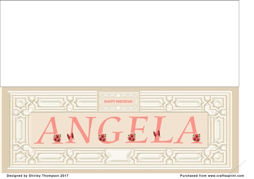 Large peach and cream DL name card (Angela)