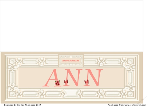 Large peach and cream DL name card (Ann)