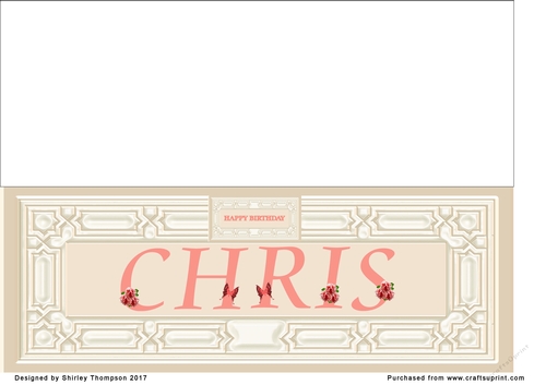Cream & peach large DL name card (Chris)