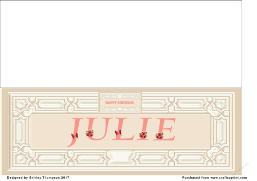 Cream & peach large DL name card (Julie)