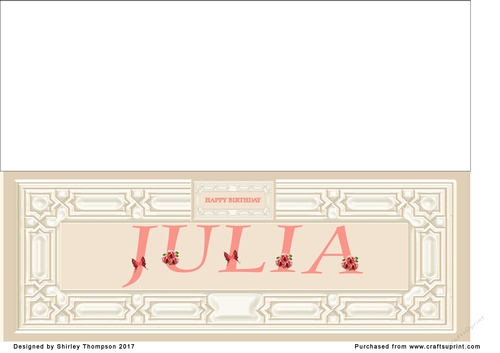 Cream & peach large DL name card (Julia)