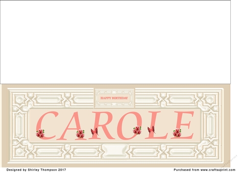 Cream & peach large DL name card (Carole)