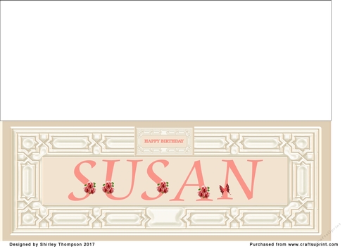 Cream & peach large DL name card (Susan)