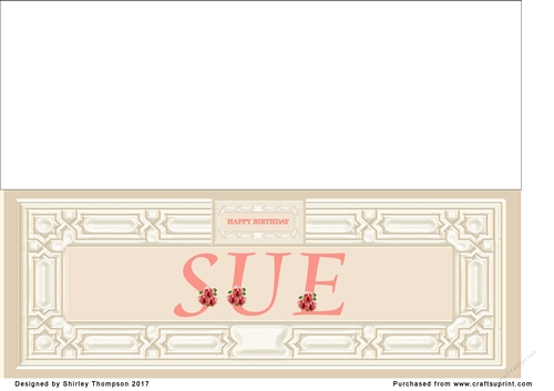Cream & peach large DL name card (Sue)
