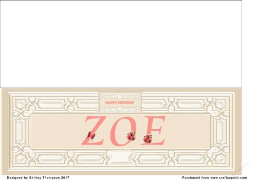 Cream & peach large DL name card (Zoe)