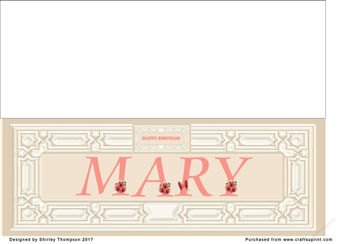Cream & peach large DL name card (Mary)