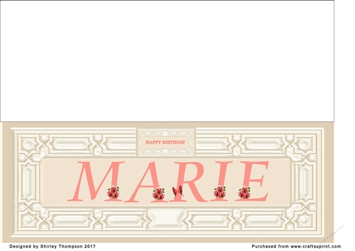 Cream & peach large DL name card (Marie)