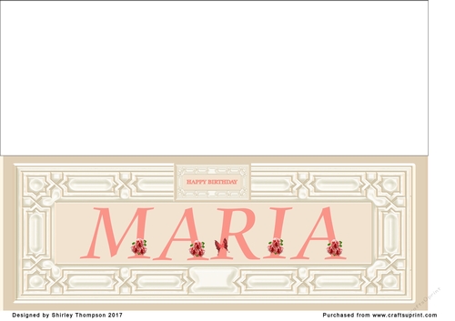 Cream & peach large DL name card (Maria)