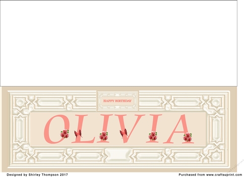 Cream & peach large DL name card (Olivia)