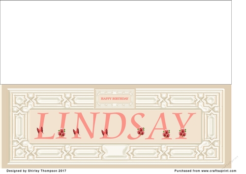 Cream & peach large DL name card (Lindsay)