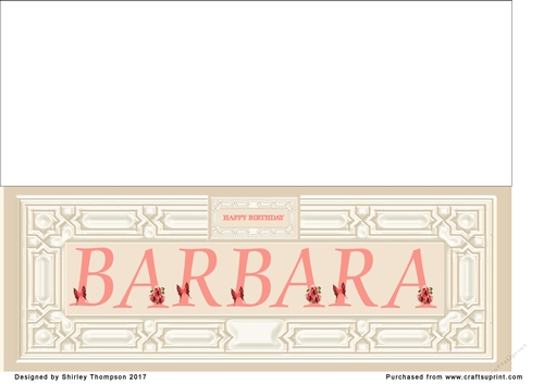 Cream & peach large DL name card (Barbara)