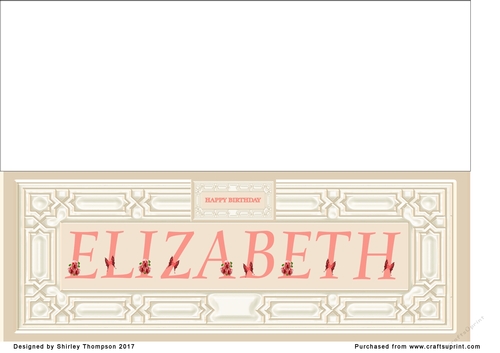 Cream & peach large DL name card (Elizabeth)
