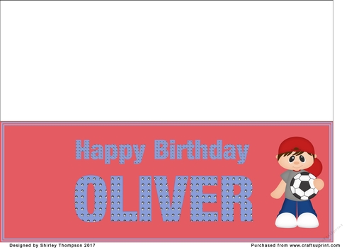 Little footballer large DL name card (Oliver)