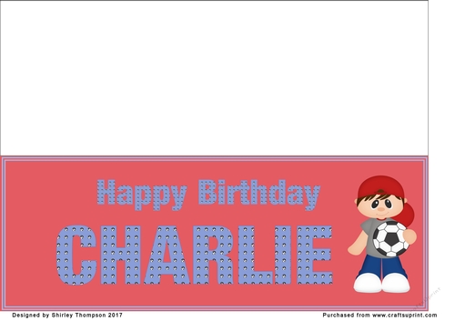 Little footballer large DL name card (Charlie)
