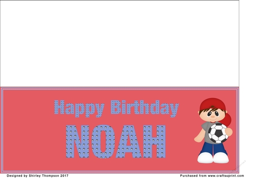 Little footballer large DL name card (Noah)