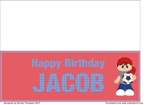 Little footballer large DL name card (Jacob)