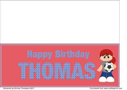Little footballer large DL name card (Thomas)