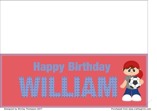 Little footballer large DL name card (William)