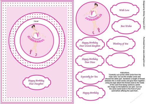 Pink ballerina spinner card