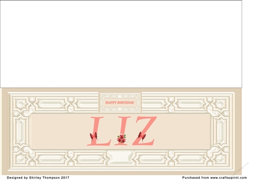 Cream & peach large DL name card (Liz)