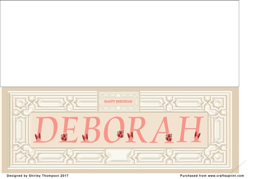 Cream & peach large DL name card (Deborah)
