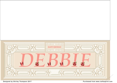 Cream & peach large DL name card (Debbie)