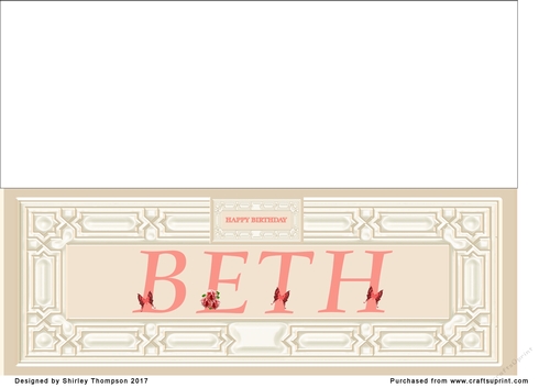 Cream & peach large DL name card (Beth)