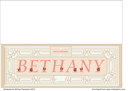Cream & peach large DL name card (Bethany)