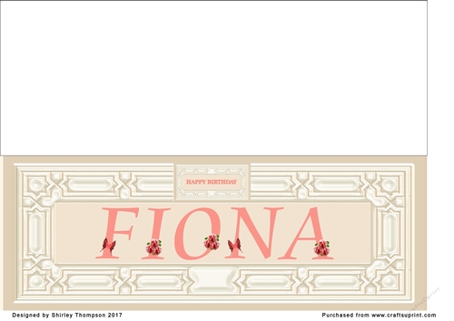Cream & peach large DL name card (Fiona)