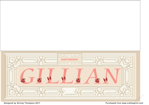 Cream & peach large DL name card (Gillian)