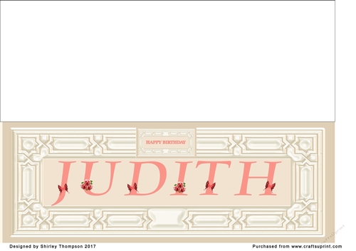 Cream & peach large DL name card (Judith)