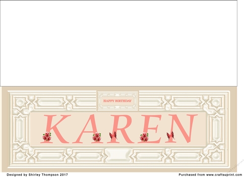 Cream & peach large DL name card (Karen)
