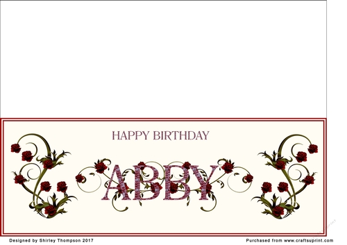 Rose and mosaic name card (Abby)
