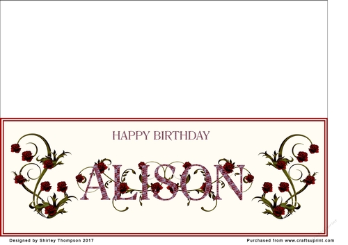 Rose and mosaic name card (Alison)
