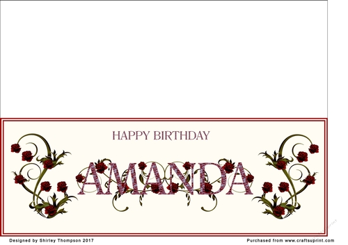 Rose and mosaic name card (Amanda)