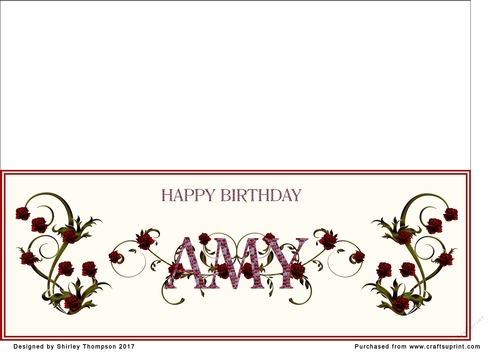 Rose and mosaic name card (Amy)