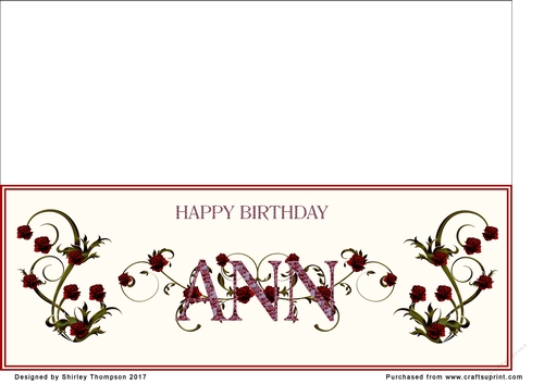 Rose and mosaic name card (Ann)